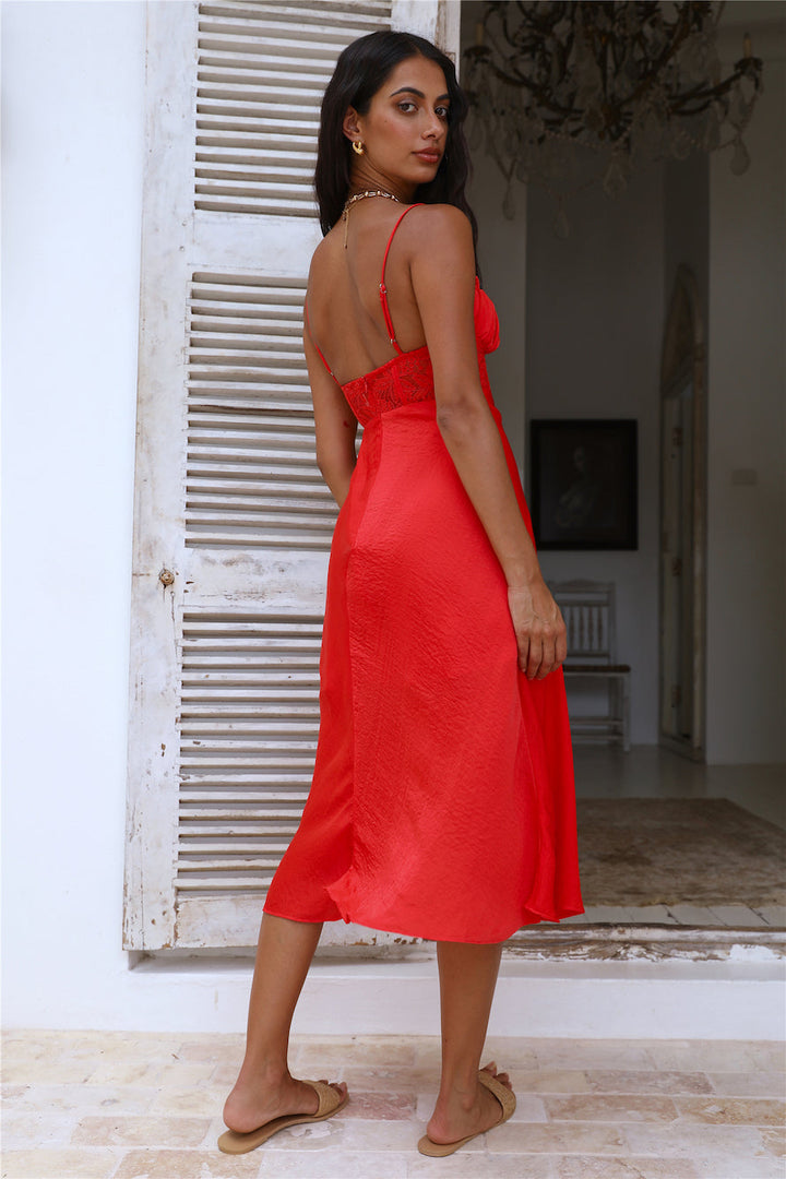 In This Lifetime Midi Dress Red
