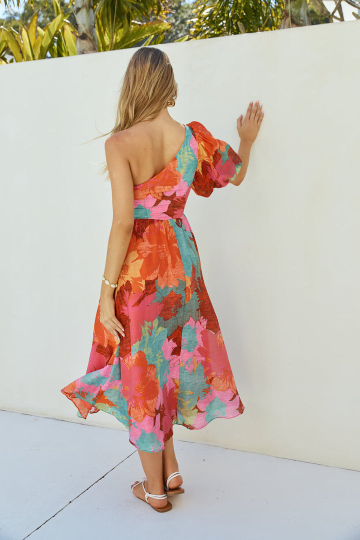 Sunseeker One Shoulder Maxi Dress Pink