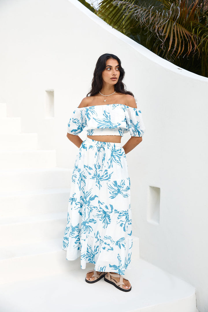 Island Whisper Maxi Skirt Blue