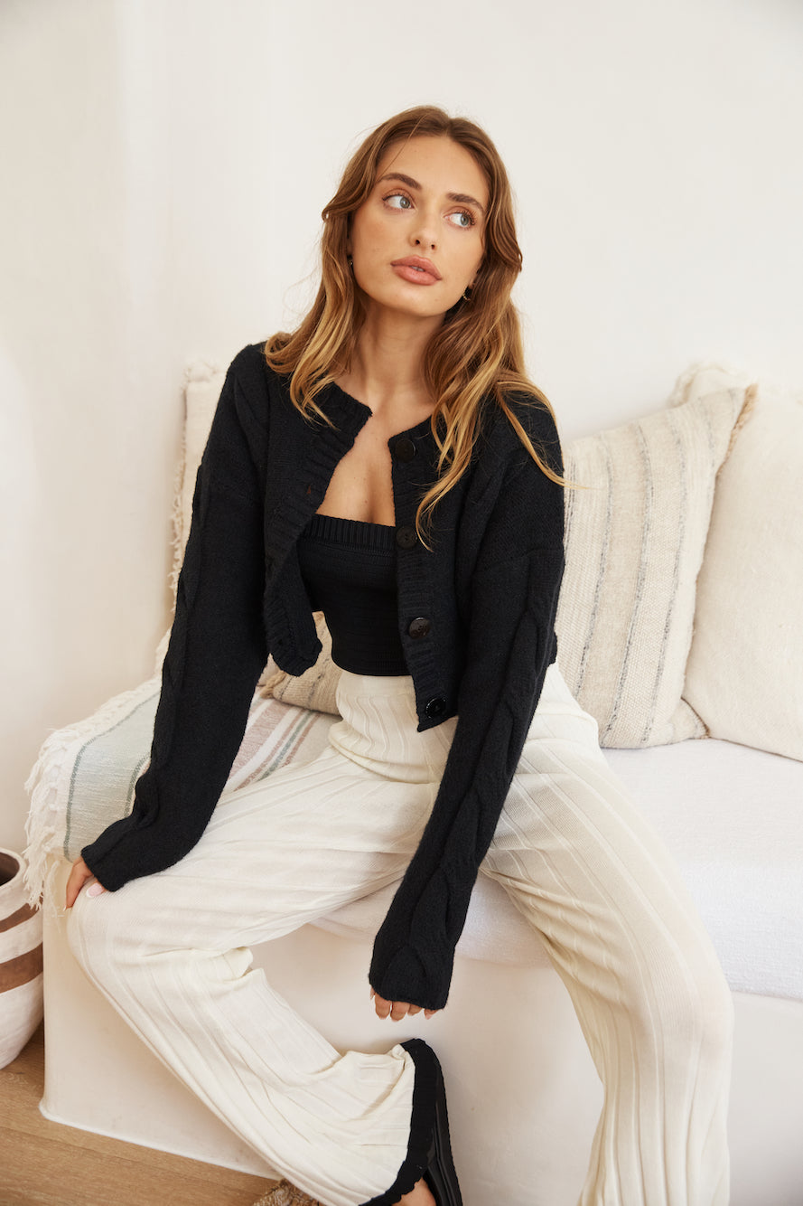 SNDYS Laine Cable Cardigan Black