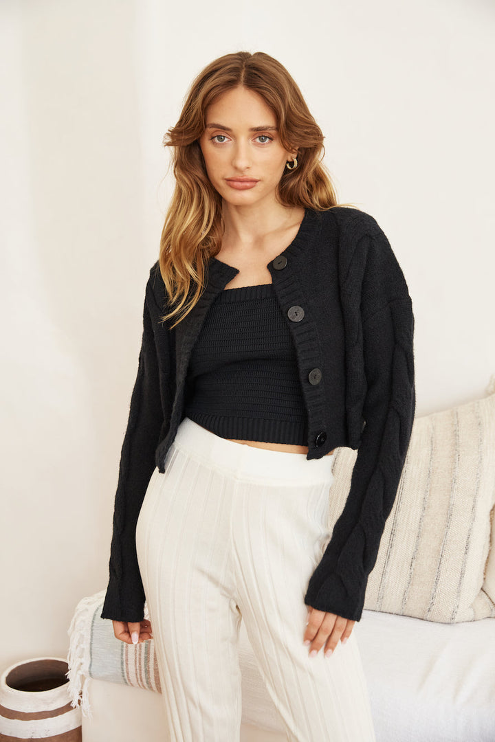 SNDYS Laine Cable Cardigan Black