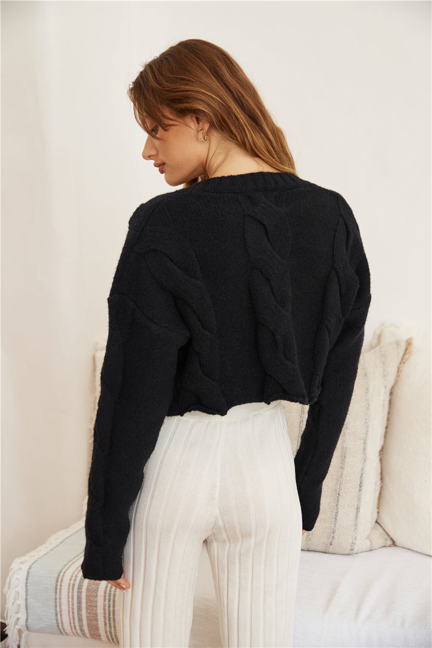 SNDYS Laine Cable Cardigan Black