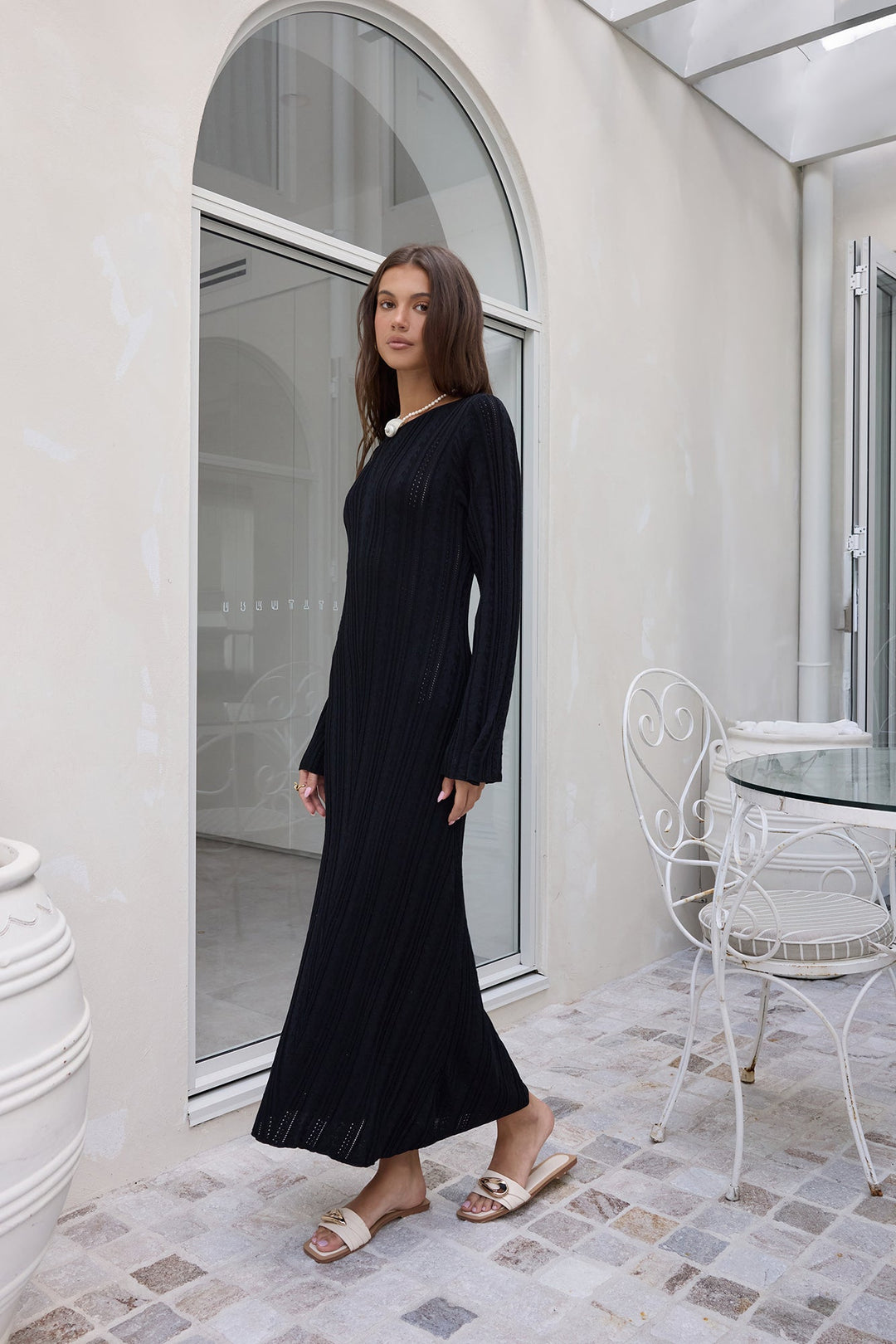 Love On Holidays Long Sleeve Maxi Dress Black