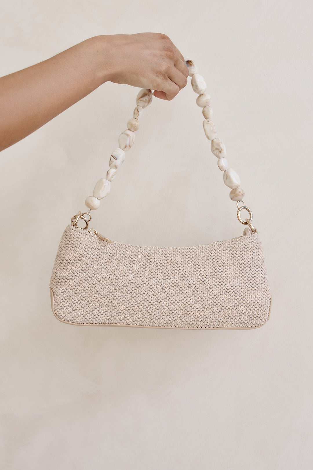 Jamie Shoulder Bag Natural Raffia-Bone