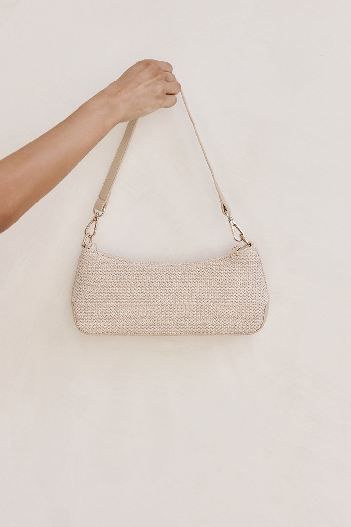 Jamie Shoulder Bag Natural Raffia-Bone