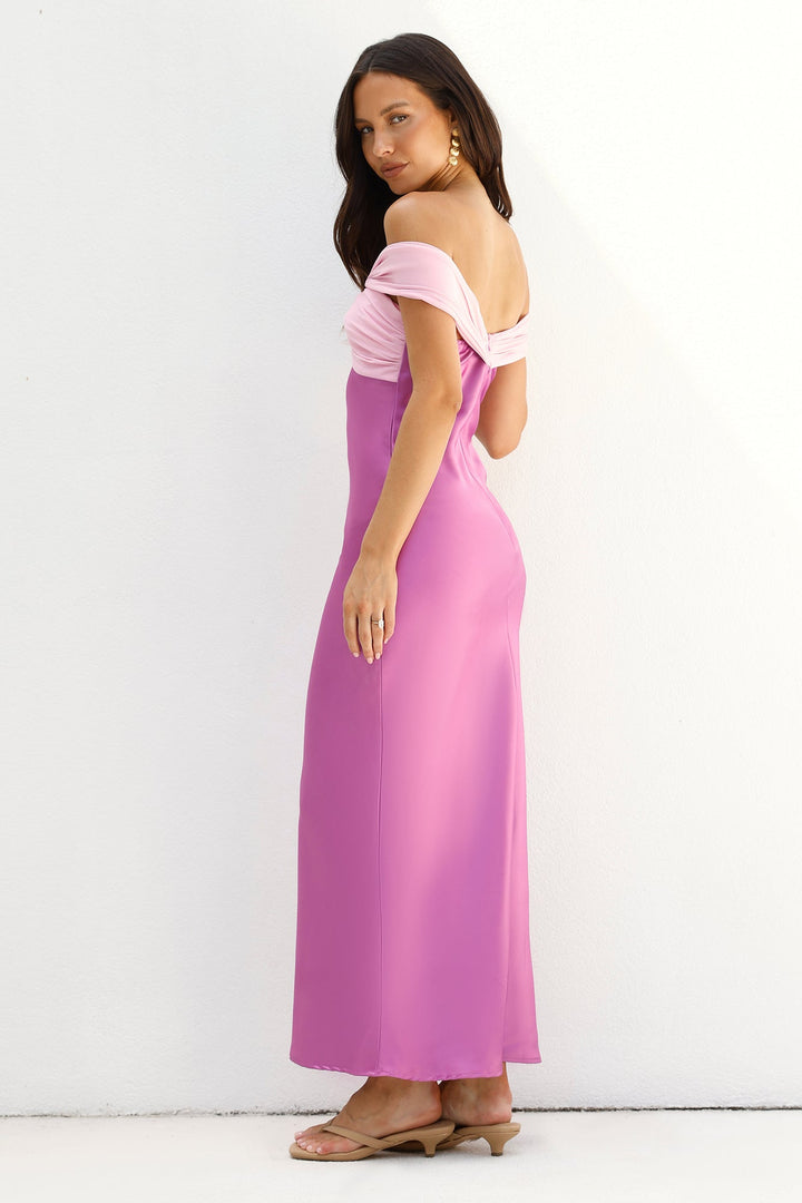 Dreamers Delight Off The Shoulder Maxi Dress Purple