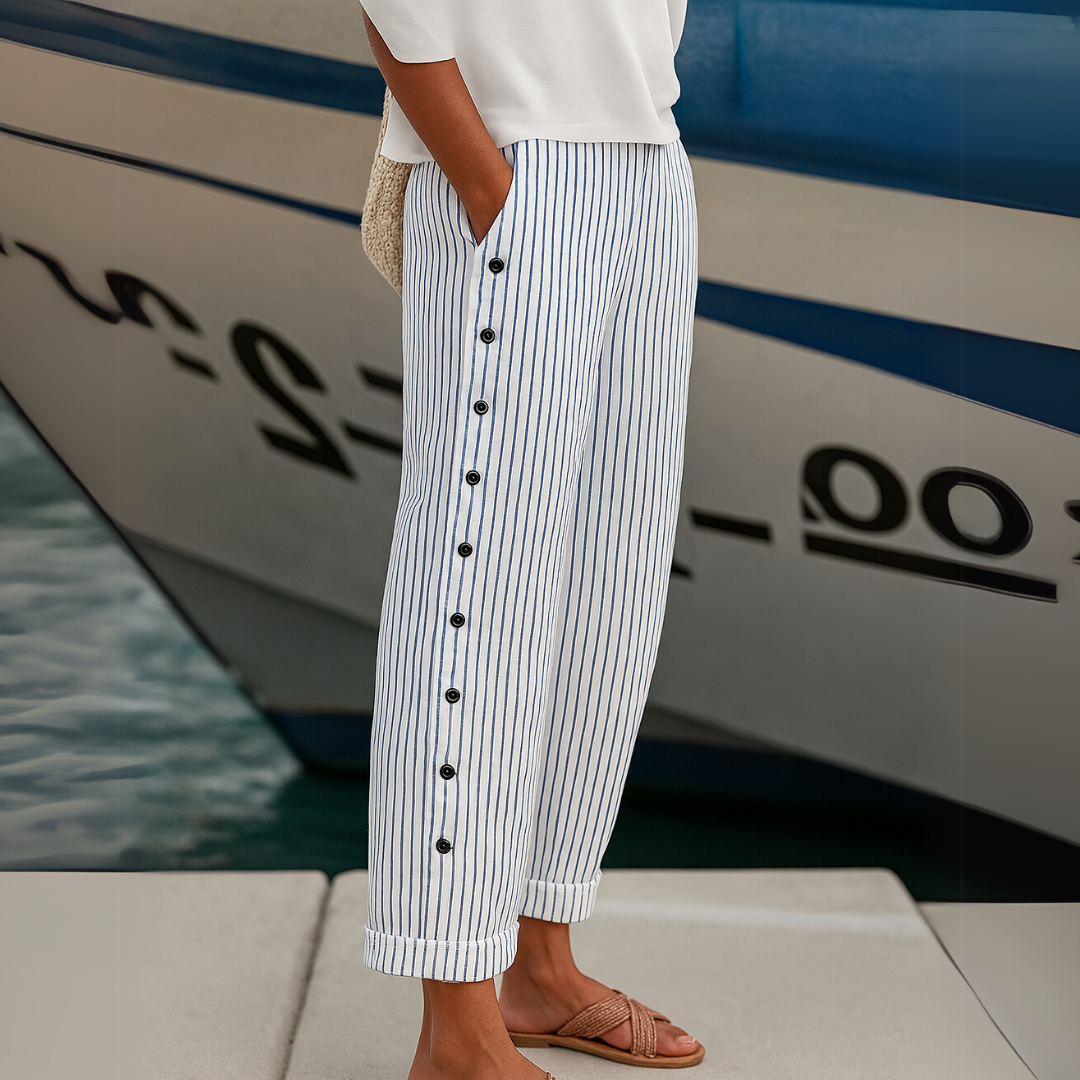 Stylish Striped Button Pants