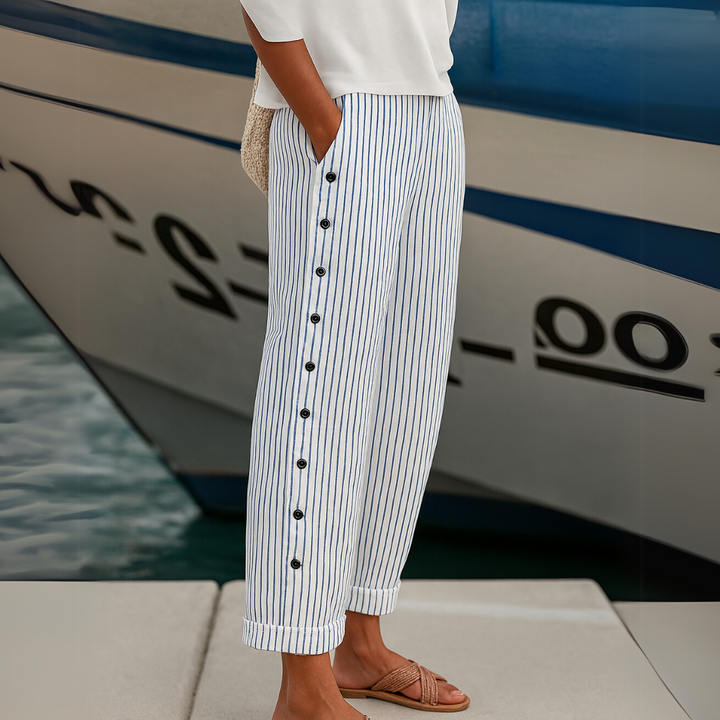 Stylish Striped Button Pants