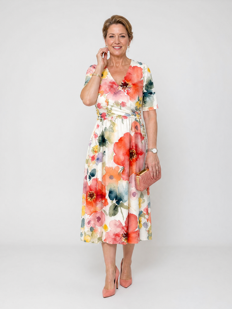 purple multi floral corinne cut-out midi dress roxanne midi dress in purple floral Purple Multi Floral Corinne Cut-Out Midi Dress