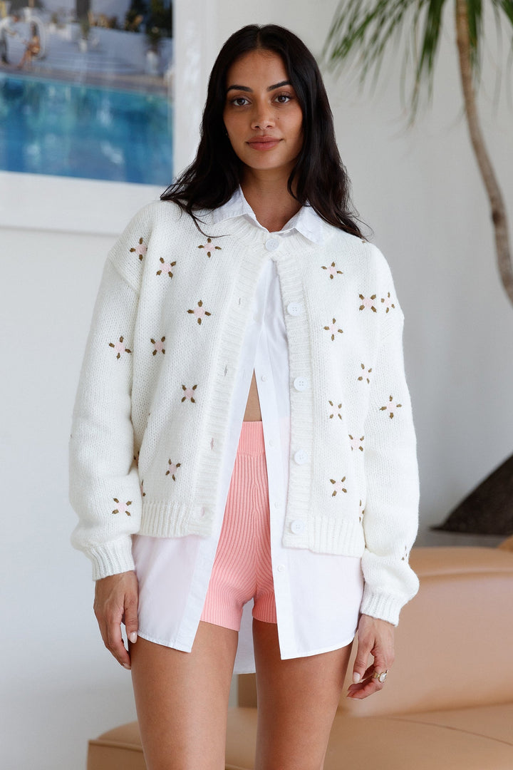 Cove Morning Knit Cardigan White