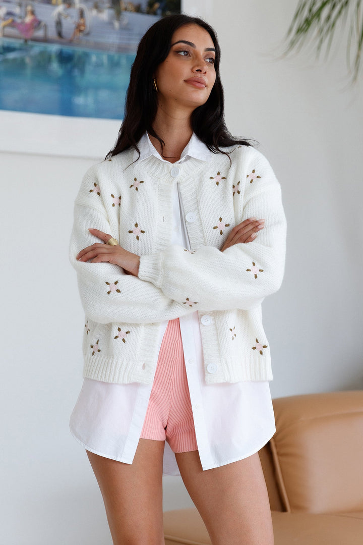 Cove Morning Knit Cardigan White
