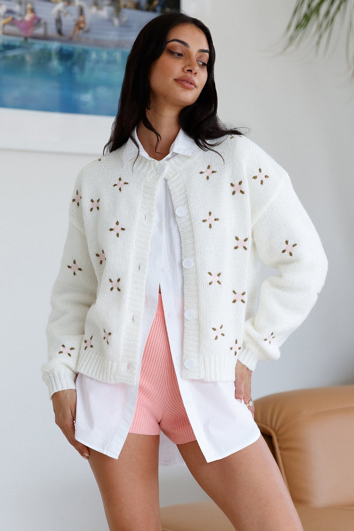 Cove Morning Knit Cardigan White