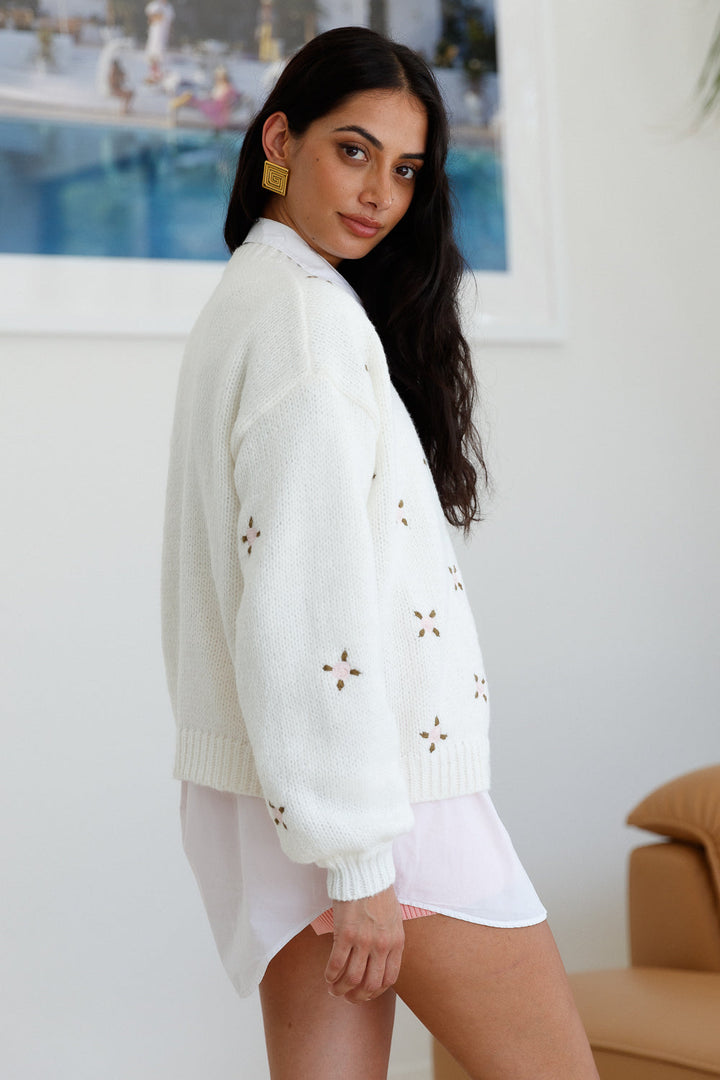 Cove Morning Knit Cardigan White