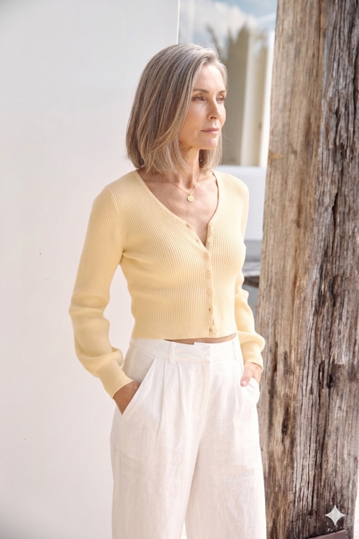 Soft Feel Fluffy Cardigan Yellow