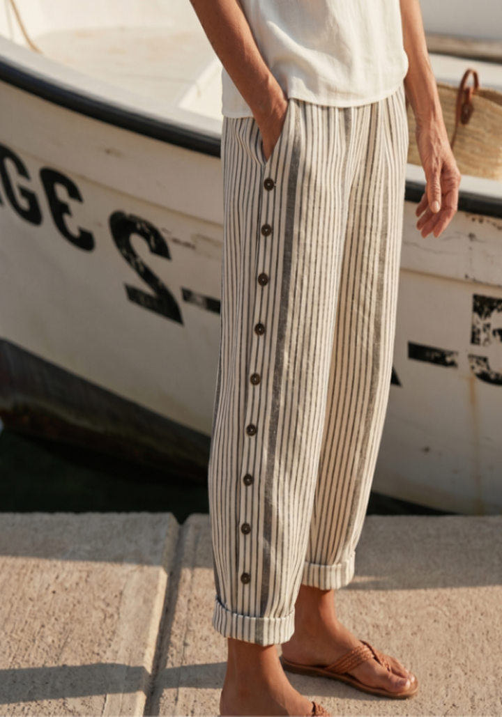 Stylish Striped Button Pants