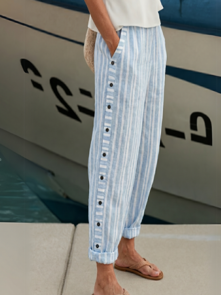 Stylish Striped Button Pants