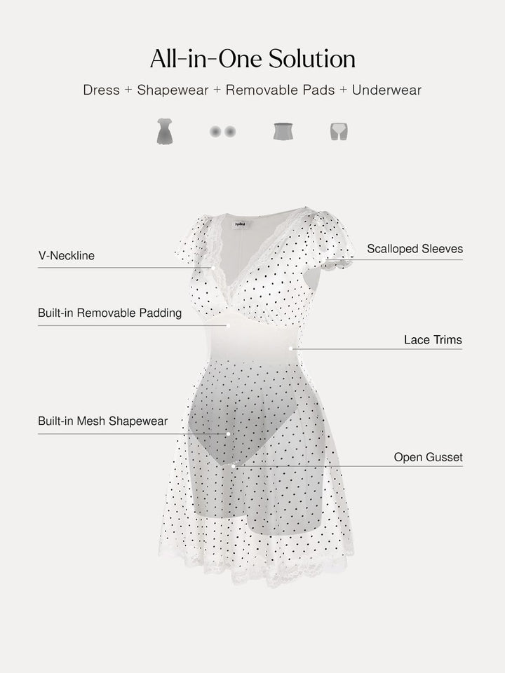 Lace Trim Sculpting Fit & Flare Mini Dress